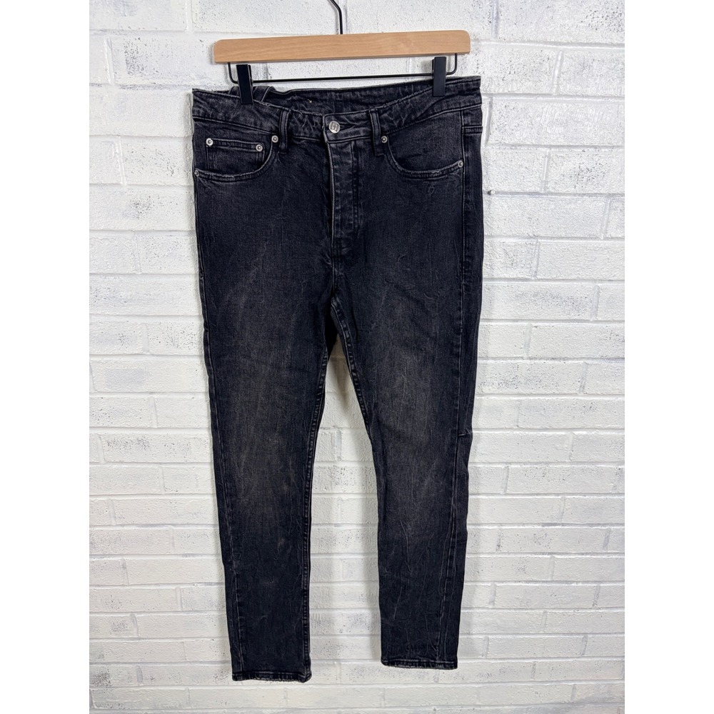 Ksubi Chitch Marbled Jeans Mens 31 Black Distressed Slim Tapered Denim Grunge